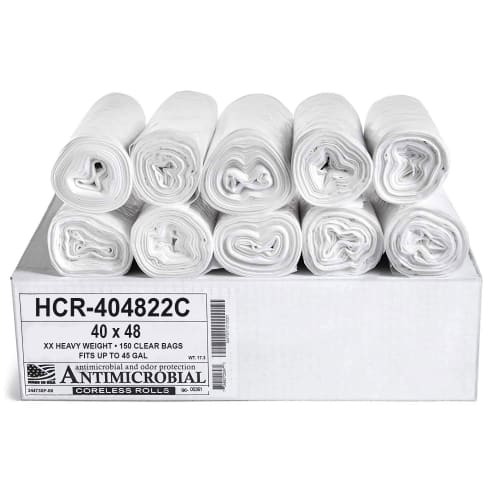 Can Liner, High Density, 40x48 Rolls, Natural, 18 Micron, Fits 40-45 Gallon